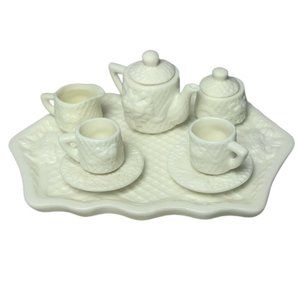 New World Bazaars Inc. Floral Fantasy Miniature Tea 8 Piece Set Beige